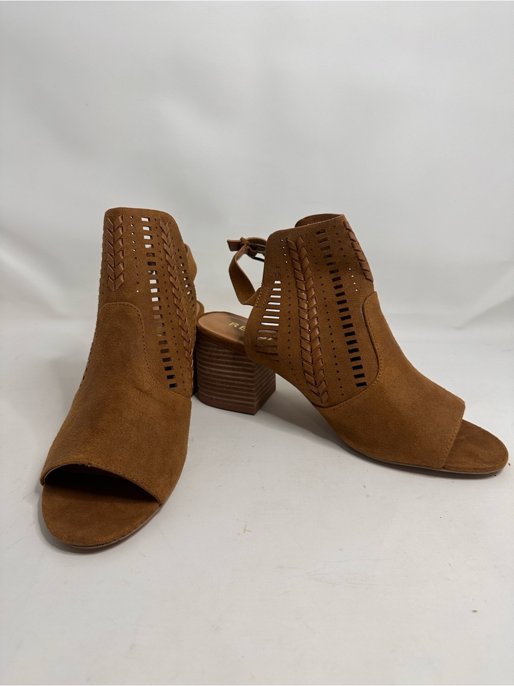Report Tan Suede Open-Toe Block Heel Sandals